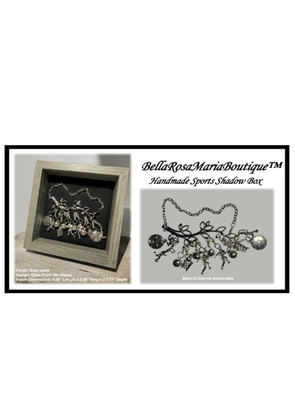 BellaRosaMariaBoutique™ - “Handmade Exclusive” Sports Charm Décor Shadow Box - Picture 5 of 12